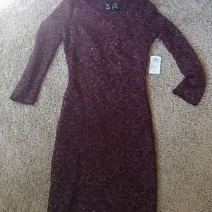 Burgundy sparkle lace midi dress